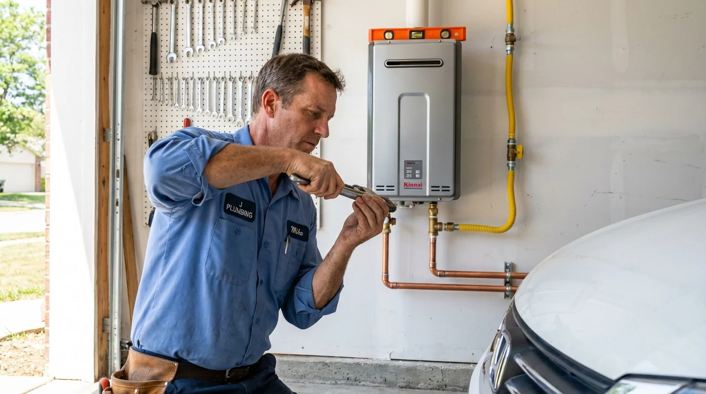 Tankless water heater installation by a Johns Plumbing LLC plumber in Wallace